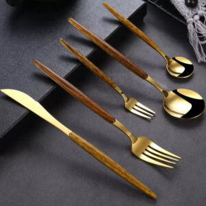 Set CubiertosInox 30Piezas Madera LuxMadera30